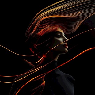 飘逸光感发丝下的女性侧影