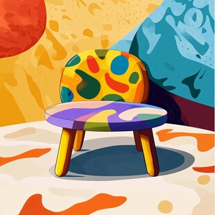 多彩卡通风椅子艺术插画