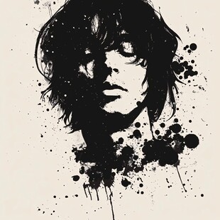 泼墨风格的人物肖像画
