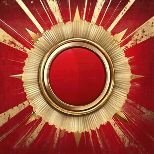 红底金色华丽圆形装饰框