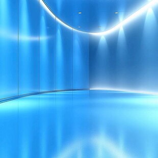 蓝色科技感弧形空间场景