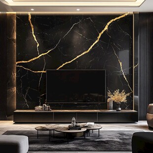 黑金大理石电视背景墙设计