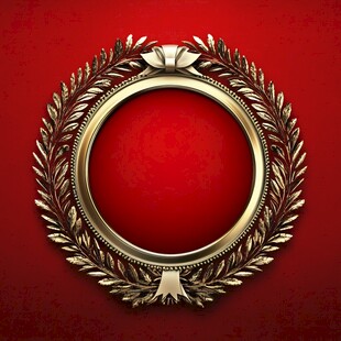 金色月桂环 红底华丽边框