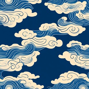 中式云纹海浪图案背景