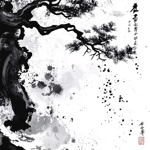 水墨苍松图