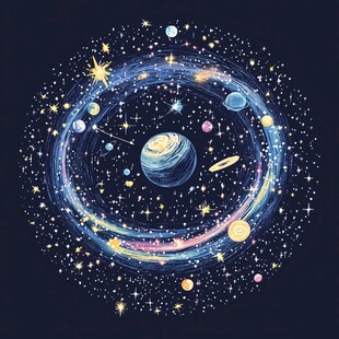 梦幻宇宙星系插画