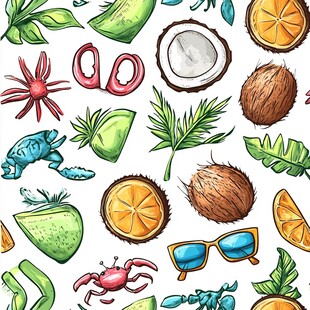 夏日热带元素手绘图案