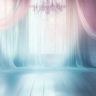 梦幻柔纱房间与水晶吊灯