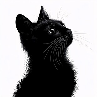 仰望的小黑猫