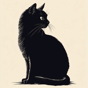 黑猫侧坐的优雅瞬间