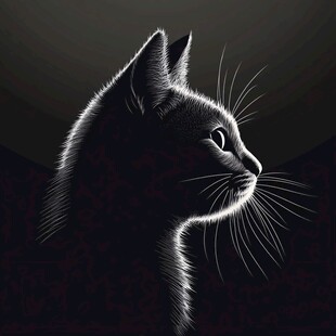 黑猫侧影 神秘优雅之姿