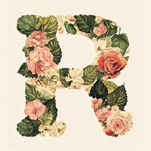 花卉装饰的字母R