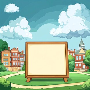 校园中的空白告示牌场景