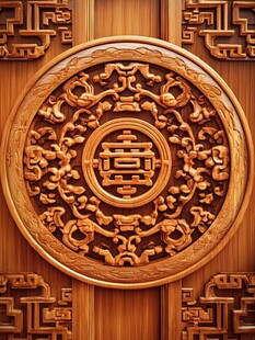 中式木雕圆纹传统装饰图案