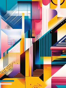 几何色彩抽象艺术插画