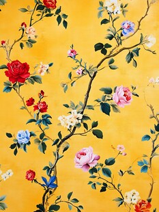 黄底繁花壁纸图案