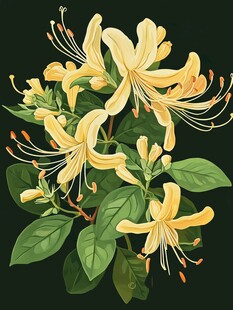 黄色金银花插画