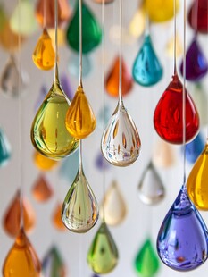 多彩玻璃水滴悬挂装饰