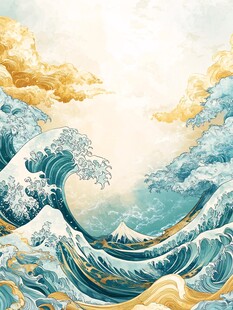 海浪汹涌的壮丽海洋景象