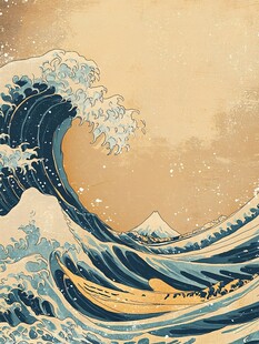 神奈川冲浪里风格海浪图景