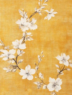 金黄背景上的雅致白花