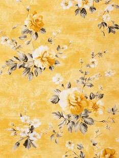 黄色花卉图案精美布料