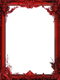 复古红色雕花边框背景