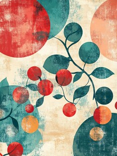 复古风水果花卉图案背景