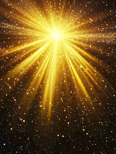 金色光芒闪耀星空背景