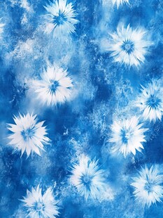 蓝色扎染风花朵图案背景