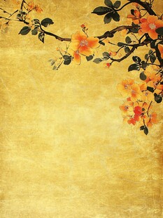 古典黄花枝中式背景图