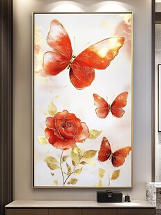 红蝶玫瑰装饰画艺术美感