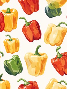 多彩甜椒无缝图案