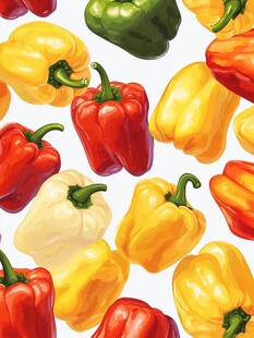 多彩甜椒无缝图案背景