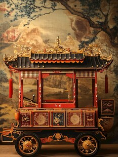 中式古典华丽装饰手推车