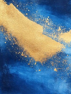 蓝色背景上的金色粉末