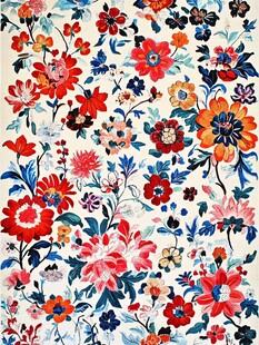 复古花卉图案布料纹理