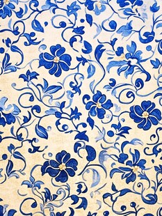蓝白花卉中式传统花纹图案