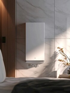 卧室中的白色现代壁挂炉