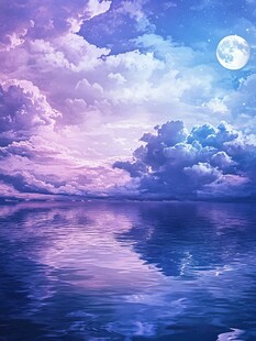 梦幻月夜下的静谧湖景