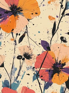 水彩花卉抽象艺术图案