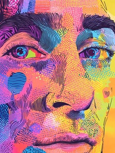 多彩抽象人脸艺术画作