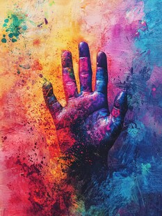 彩色手印艺术创作之美