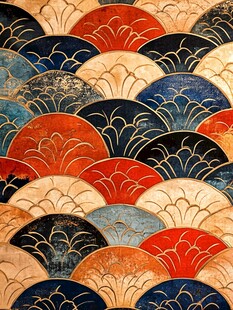 复古扇形花纹图案设计