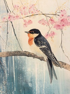 枝头春燕图