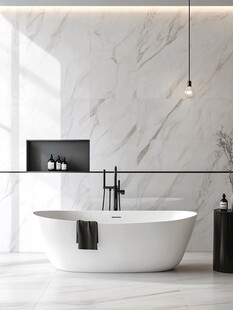 现代简约风大理石浴室浴缸