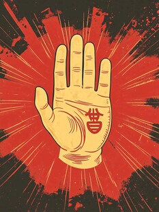 手掌上的梵文符号插画