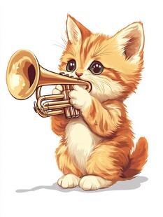吹小号的可爱小猫咪