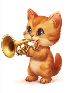 吹小号的可爱小猫咪