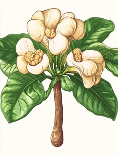 复古风栀子花插画